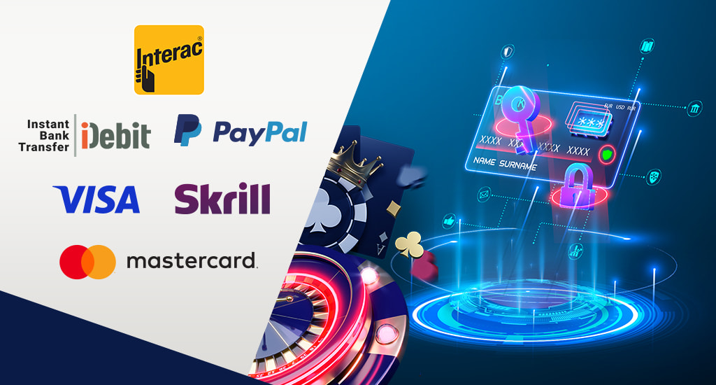 A Banner with the Logos of Interac, iDebit, PayPal, Skrill, Visa, Mastercard